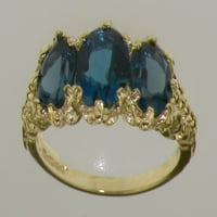 14k žuto zlato prirodno plavo topaz ženski godišnjički prsten - veličina 10.25