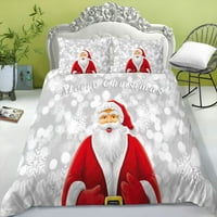Christmas Drvo Duvet Cover Santa Claus Snowman Print Posteljina posteljina, Komfornik poklopca Novogodišnja