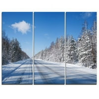 Zimska cesta dizajna - grafička umjetnost na zamotanu platnu postavljenu