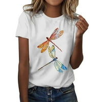 SKPBlutn majice za ženske majice Ljetne vrhove Jednostavno cvjetno print majica Ljetni kratki rukav