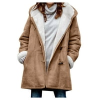 Zimski kaputi za žene žene zimske plus veličine čvrsti plus baršunasti kaput dugi rukav rukav džepni
