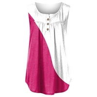 Hanas ženska modna casual majica s rukavima bez rukava s rukavima Top Hot Pink, L