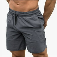 Finelylove muške kratke hlače Kompresioni fit kompresion fit tanki ravni čvrsti trčanje tamno siva l