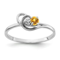 Čvrsti 14K bijeli zlatni citrinski žuti studeni Gemstone Diamond Angažman prsten veličine 6
