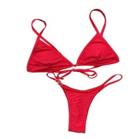 Thaisu ženske pune boje Split Bikini Podesivi špageti nosač za kupaći kostimi
