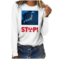 Clear Stop Stop Ocean Zagađenje Majice za žene Dugih rukava Ispiši okrugla majicu Košulja Žena Ležerni
