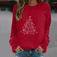 Duks žene - duksev dugi rukav do 50% popusta na pulover Print Winter Loose Crveni dukseri sa kapuljačom