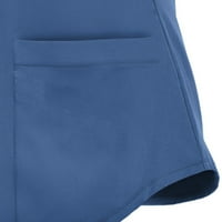 Penskeiy ženske kratki rukav V-izrez V-izrez Radna uniforma Pocket bluza u boji Plus veličine T-majice XXL plavi ljetni posao
