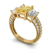 3. CT Sjajni smaragdni Clear Simulirani dijamant 18k žuti zlatni pasijans sa akcentima Trobonski prsten