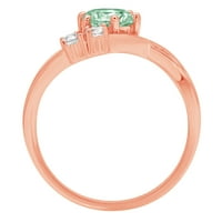 0,96ct okrugli rez zeleni simulirani dijamant 18k ružičasta ruža zlatna graviranje izveštaja godišnjica