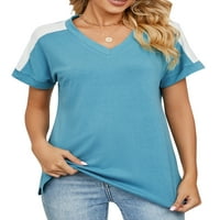 Niuer majica za žene V izrez Ljetni vrhovi kratki rukav majica casual pulover boja blok tunika bluza