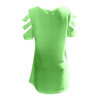 Ženski vrhovi kratki rukav čvrsti peplum casual women moda Henley Tshirts Green XL