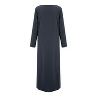 Pamučna ljetna haljina s džepovima Split haljina za žene labave pune boje pamuk i posteljina nepravilna