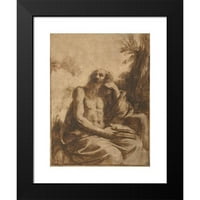 Guercino Crna Moderna uokvirena muzejska umjetnost tisak pod nazivom - Sveti Jerome