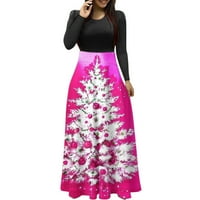 Ediodpoh Žene Božićne ideje Ispisane haljine modna prevelika duga haljina za žene na plaži Casual Maxi