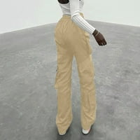 Teretne hlače Žene Soild Pantalone Ležerne prilike Elastične struke hlače kombinirani džepovi Tergo