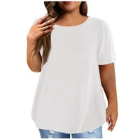 Plus veličine vrhova ženske majice kratkih rukava okrugla vrat plus veličina majica pune boje casual