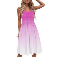 Halter haljine za žene plažne haljine za žene grafički casual bez rukava V izrez CAMI špagete remen