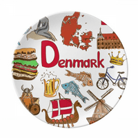 Danska Landscap Životinje Nacionalna zastava ploče Dekorativni porculanski salver jelo za večeru
