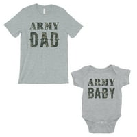 Vojska tata vojske baby tata i bebe koji odgovaraju odijelima sive ljupki poklon
