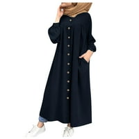 Ženske haljine maxi dugi rukav maxi casual a-line s punim V-izrezom ljetna haljina mornarice 4xl