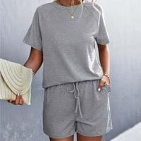 Ljetne kombinezone Ženske rompers kratki rukav Čvrsta boja kratkih hlača Pajamas Loungewear s džepovima