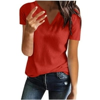 Ženska ljetna majica WAFLLE Knit kratkih rukava Tunic Tops V izrez Henley Laise Bluzes Majice