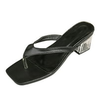 Podrška za odrasle sandale sa sandalnim sandalama za žene modne proljeće i ljetne žene sandale pete kvadratni toe čvrsta boja ženske sandale crne boje 7.5