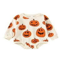 XKWYSHOP Baby Boy Girl Halloween Roman Pumpkin Patch CrewNeck Romper Slatka majica s dugim rukavima