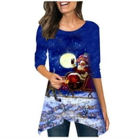 Žene Ležerne majice - Božićni pulover za ispis smiješno slatke vrhove Crew izrez dugih rukava za slobodno