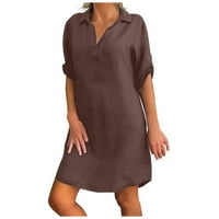 Ljetne haljine za žene Party Plus size So Purno pamučno posteljina odvojite ovratnik labavu košulju