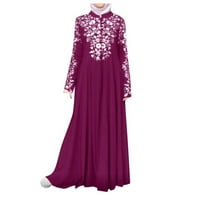 Vintage Casual Women Muslimanska haljina Kaftana Arap Jilbab Abaya Islamska čipkavica Maxi haljina