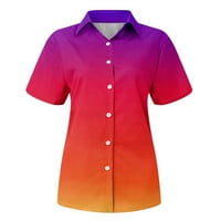 Neuređene majice za žene Modni ženski džepni rukav Dugme za kratki rukav Tee Casual Popularni bluza