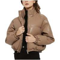 Fau Warm Hrule pamučne jakne za žene, kožna jakna Žene dugih rukava Fau antilop motocikl jakna od pune