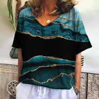 Bazyrey Womens V-izrez Ležerne mamuflažne bluze Ženska majica s kratkim rukavima Zelena s