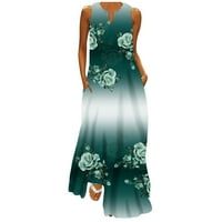 Dyegold sandresses za ženska ležerna plaža - Havajske haljine za žene V-izrez bez rukava od rukava plus