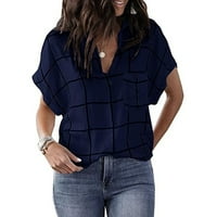 Ženska žena Ljetna tunika vrhovi grafički otisci kratkih rukava bluze dubokim V-izrezom modna majica