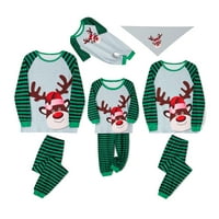 Multitrast roditelj-dječji pidžama set Božićni crtani ekran tiskarskih vrhova + prugaste hlače Porodični