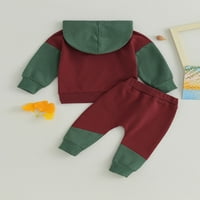 Wassery Baby Boy Outfits kontrastna boja dugih rukava dukserica Duks gornje i elastične hlače 2T 3T