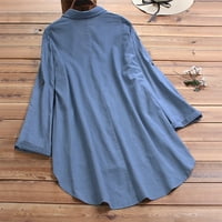 Ženski vrhovi casual ženska modna casual majica kratki rukav V-izrez dukseri s bluzama plavi xxl