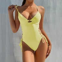 B91XZ Womens Coumsuits Tummy Control Ženski kupaći kostim kupaći kostim boja Blok kupaći rufflew Colewwimwewovi
