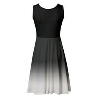 Miluxas Plus Veličina haljina za čišćenje Žene ljeto ispisan patchwork haljina bez rukava Crna 6