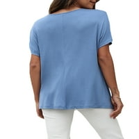 Groanlook Žene Pulover Majica s kratkim rukavima V izrez Tee Majica Dame Plain Bluza Ležerne prilike