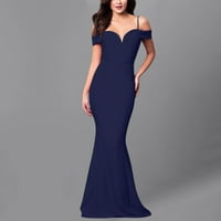 Haljine za žene Ljeto labav kratki rukav V-izrez ženska večernja haljina sirena datuma plave haljine