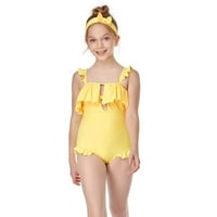 Lovskoo Toddler Kids Girls One kupaći kostim pune boje ruffle kupaći kostim ljetni kostim kupaći