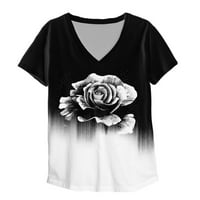 Patlollav Womens Plus klirens veličine, modna ženska kauzalna bluza za ispis V-izrez kratkih rukava