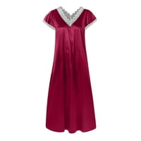 Ljetna haljina sa rukavima za žene Žene Ljetni modni čvrsti V-izrez čipke kratkih rukava haljina ljetna