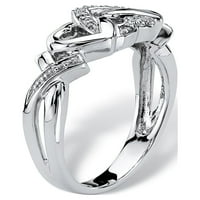 Dijamantna hearts hearts za međusobna zaklada za naglašavanje na prstenu na platinu preko srebra sterlinga