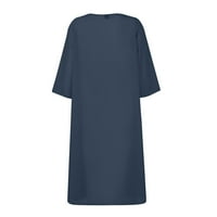 Clearsance Ljetne haljine za žene Duljina koljena seksi a-line cvjetni odmor scoop haljina plava xxl