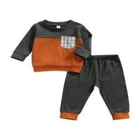Fanvereka novorođenčad casual outfits dječaci u boji blok dugih rukava okrugli vrat dukseri + hlače